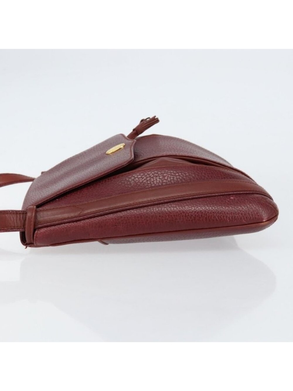 Authentic CARTIER Shoulder Bag Leather Bordeaux Gold - Picture 11 of 16